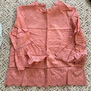 Pink salmon eyelet top